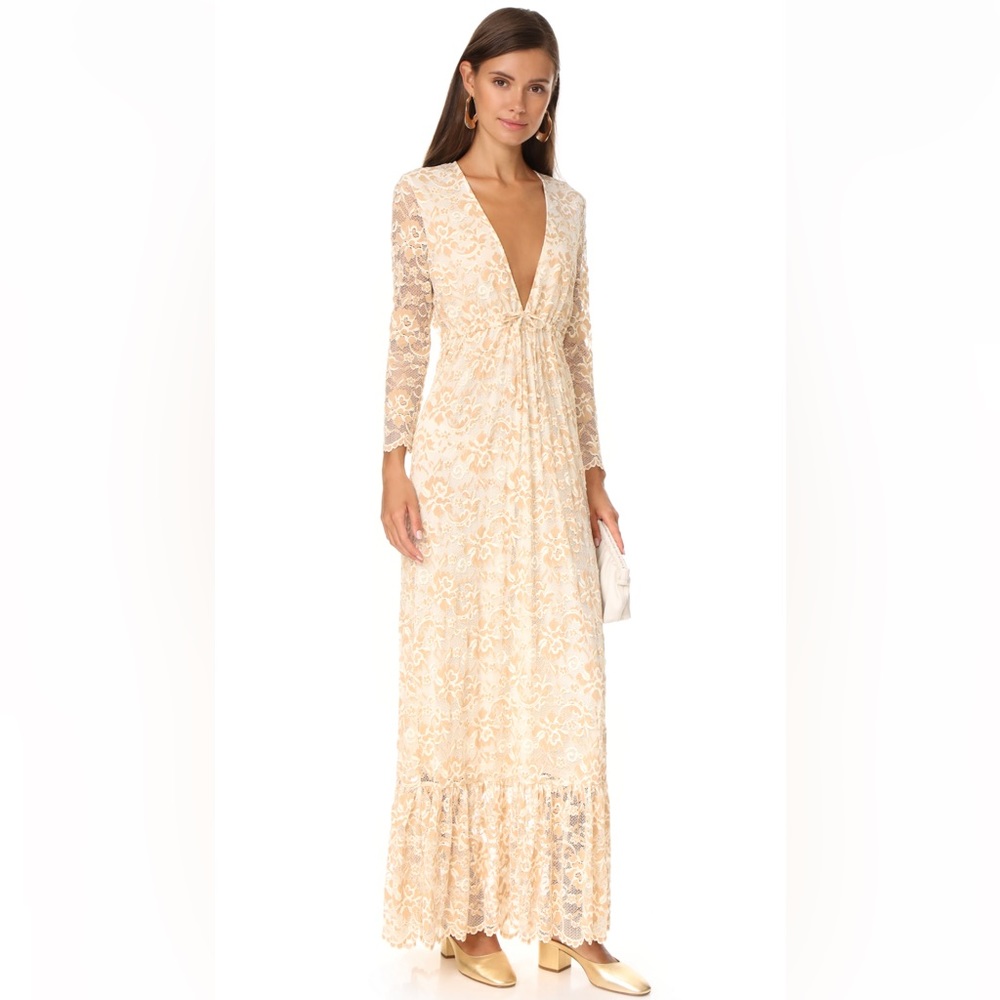 GANNI Flynn Floral Lace Maxi Dress Sz M (40 French)